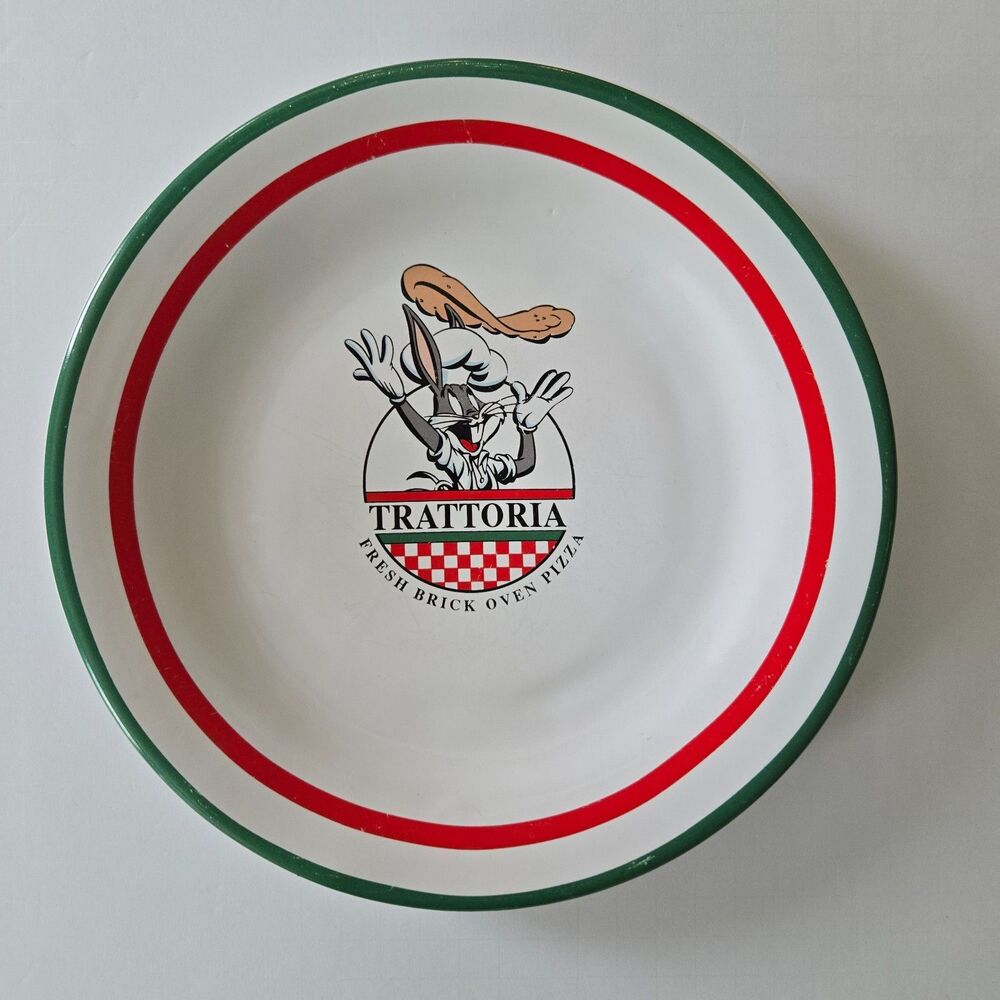 Vintage 1993 Bugs Bunny Trattoria Acme Plate Warner Bros Looney Tunes Ceramic